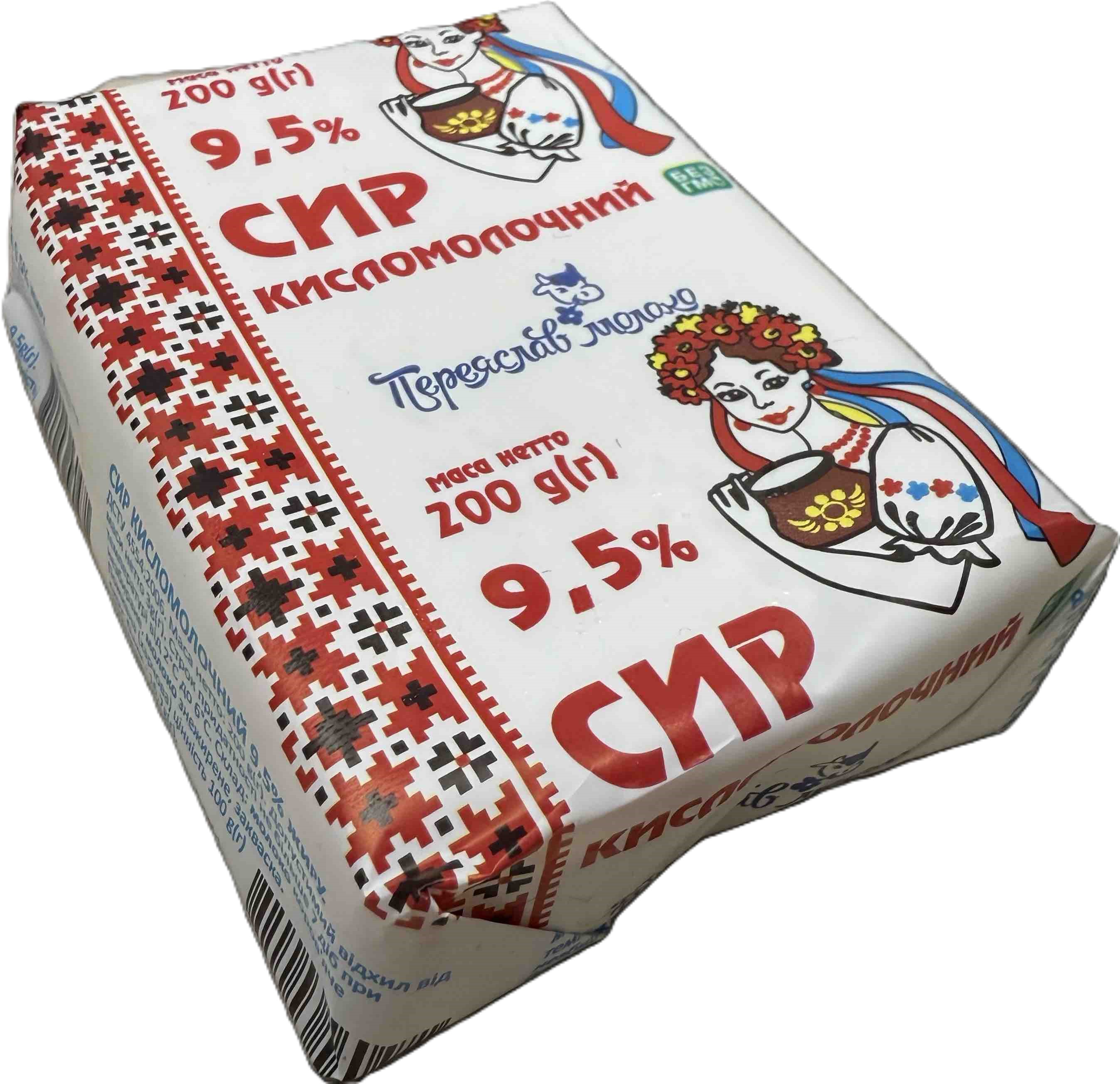 Сир кисломолочний ПЕРЕЯСЛАВ МОЛОКО, 9,5%, 200г